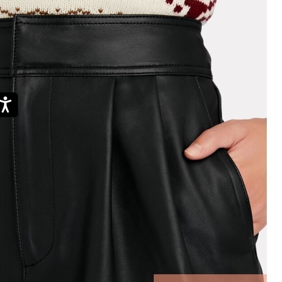 INTERMIX Black Remi Pleated Leather Shorts NWT - Picture 5 of 9